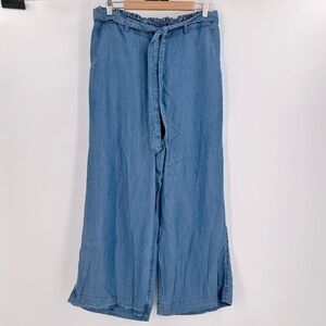 LC Lauren Conrad Blue High Waist Wide Leg Paper Bag Cropped Pants Size Medium